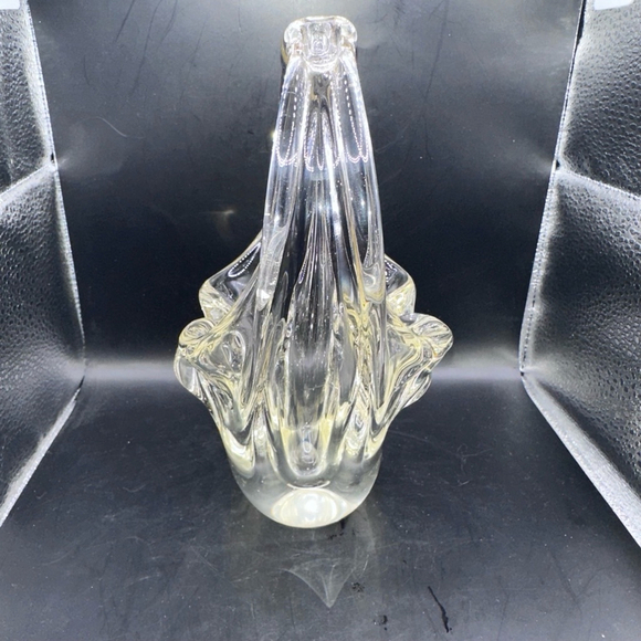Vintage Murano Art Glass Basket Split Handled Hand Blown Clear Glass Ashtray - Picture 2 of 8
